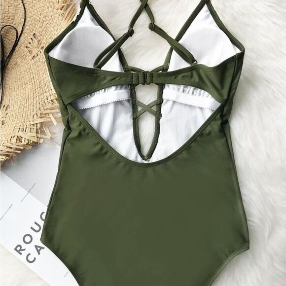 Cupshe Women's Vintage Lace plunge One-Piece Swimsuit Large NWOT - Picture 5 of 13